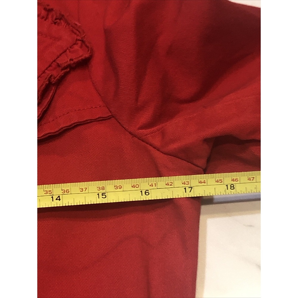 Aziz Women's M Red Double-Breasted Belted Jacket Ruffle Heart Lining Valentines - Picture 14 of 16